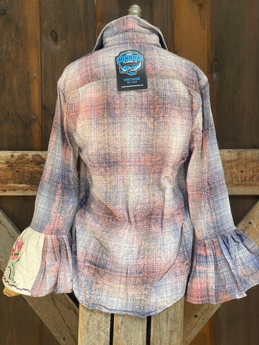 Flared Sleeve Flannel- GRANDMAS GARDEN Size Small
